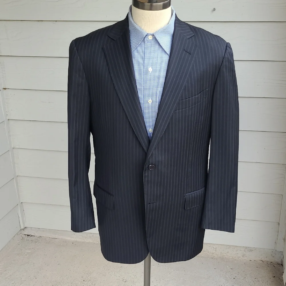 ERMENEGILDO ZEGNA Fit Mila Black Grey Striped Wool 44 R Sport Coat Suit‎ Jacket